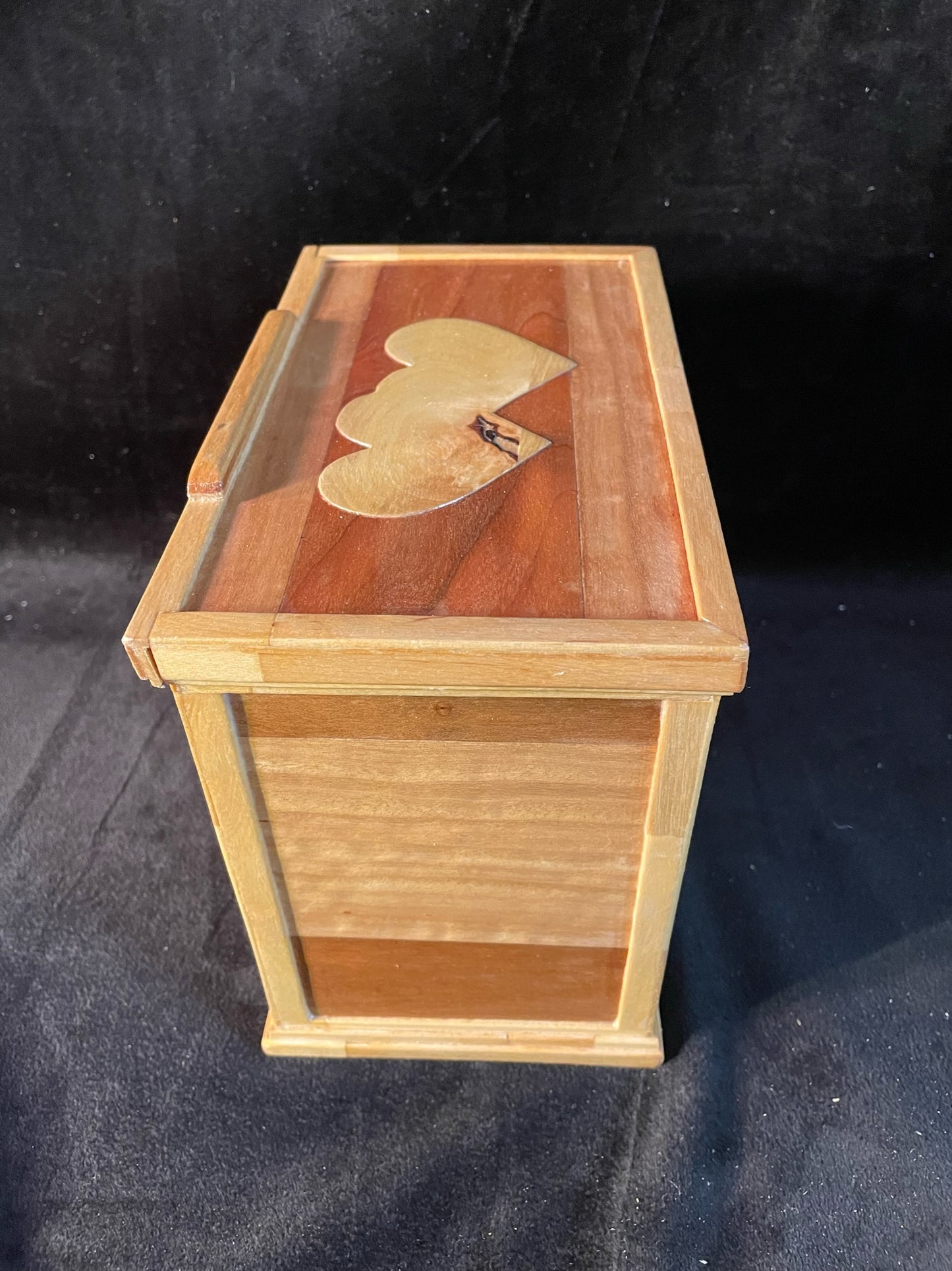 Wooded Heart Jewelry Box With Pink Drawers